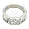 Anillo de Hombre 01.328.0004.10 Acero Inoxidable, con Zirconia Cubica Blanca, Pulido, Tono Plateado (Tamaño 10)