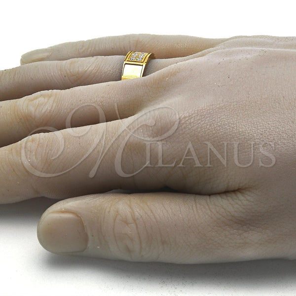 Anillo de Hombre 01.328.0004.1.10 Acero Inoxidable, con Zirconia Cubica Blanca, Pulido, Tono Dorado (Tamaño 10)