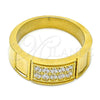 Anillo de Hombre 01.328.0004.1.12 Acero Inoxidable, con Blanca Zirconia Cubica, Pulido, Tono Dorado (Size 12)