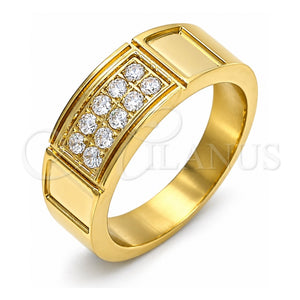 Anillo de Hombre 01.328.0004.1.12 Acero Inoxidable, con Zirconia Cubica Blanca, Pulido, Tono Dorado (Tamaño 12)