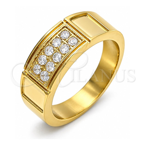 Anillo de Hombre 01.328.0004.1.12 Acero Inoxidable, con Zirconia Cubica Blanca, Pulido, Tono Dorado (Tamaño 12)