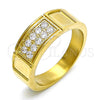 Anillo de Hombre 01.328.0004.1.12 Acero Inoxidable, con Blanca Zirconia Cubica, Pulido, Tono Dorado (Size 12)