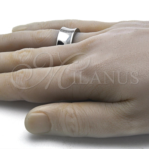 Anillo de Hombre 01.328.0005.10 Acero Inoxidable, con Blanca Zirconia Cubica, Pulido, Tono Plateado (Size 10)