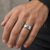 Anillo de Hombre 01.328.0005.10 Acero Inoxidable, con Zirconia Cubica Blanca, Pulido, Tono Plateado (Tamaño 10)