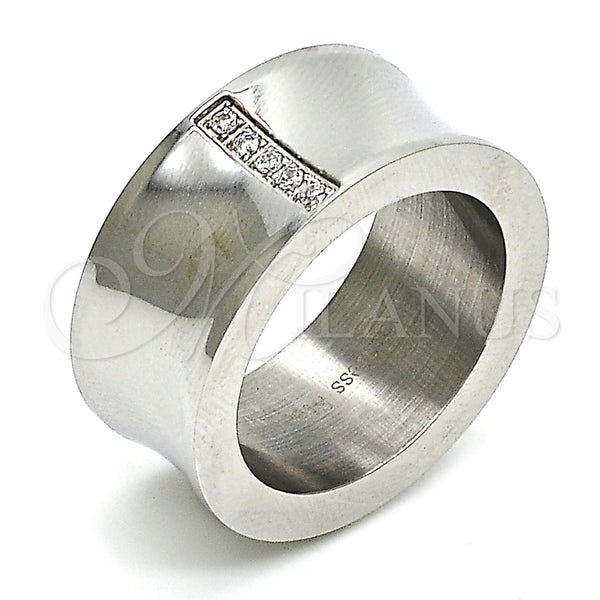 Anillo de Hombre 01.328.0005.10 Acero Inoxidable, con Blanca Zirconia Cubica, Pulido, Tono Plateado (Size 10)