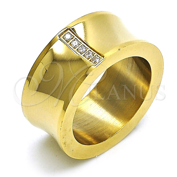 Anillo de Hombre 01.328.0005.1.09 Acero Inoxidable, con Blanca Zirconia Cubica, Pulido, Tono Dorado (Size 9)