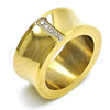 Anillo de Hombre 01.328.0005.1.10 Acero Inoxidable, con Blanca Zirconia Cubica, Pulido, Tono Dorado (Size 10)