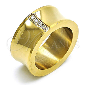 Anillo de Hombre 01.328.0005.1.11 Acero Inoxidable, con Blanca Zirconia Cubica, Pulido, Tono Dorado (Size 11)