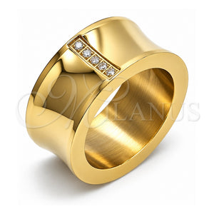 Anillo de Hombre 01.328.0005.1.12 Acero Inoxidable, con Zirconia Cubica Blanca, Pulido, Tono Dorado (Tamaño 12)
