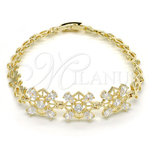 Pulsera Elegante 03.316.0006.07 Oro Laminado, con Blanca Zirconia Cubica, Pulido, Tono Dorado (07 MM Thickness, 7 Inches Length)