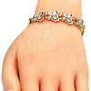 Pulsera Elegante 03.316.0007.07 Oro Laminado, Diseño de Mariposa y Pescado, con Blanca Zirconia Cubica, Pulido, Tono Dorado (05 MM Thickness, 7 Inches Length)