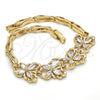 Pulsera Elegante 03.316.0007.07 Oro Laminado, Diseño de Mariposa y Pescado, con Blanca Zirconia Cubica, Pulido, Tono Dorado (05 MM Thickness, 7 Inches Length)