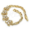 Pulsera Elegante 03.316.0007.07 Oro Laminado, Diseño de Mariposa y Pescado, con Blanca Zirconia Cubica, Pulido, Tono Dorado (05 MM Thickness, 7 Inches Length)