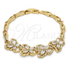 Pulsera Elegante 03.316.0007.07 Oro Laminado, Diseño de Mariposa y Pescado, con Blanca Zirconia Cubica, Pulido, Tono Dorado (05 MM Thickness, 7 Inches Length)