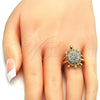 Anillo Multi Piedra 01.210.0063.07 Oro Laminado, Diseño de Tortuga, con Blanca Zirconia Cubica, Pulido, Tono Dorado (Size 7)
