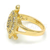 Anillo Multi Piedra 01.210.0063.07 Oro Laminado, Diseño de Tortuga, con Blanca Zirconia Cubica, Pulido, Tono Dorado (Size 7)