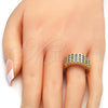 Anillo Multi Piedra 01.210.0064.07 Oro Laminado, con Blanca Zirconia Cubica, Pulido, Tono Dorado (Size 7)
