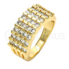 Anillo Multi Piedra 01.210.0064.07 Oro Laminado, con Blanca Zirconia Cubica, Pulido, Tono Dorado (Size 7)