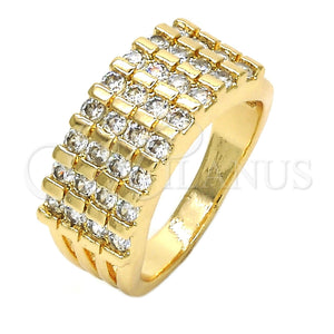 Anillo Multi Piedra 01.210.0064.08 Oro Laminado, con Blanca Zirconia Cubica, Pulido, Tono Dorado (Size 8)