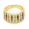 Anillo Multi Piedra 01.210.0064.1.08 Oro Laminado, con Multicolor Zirconia Cubica, Pulido, Tono Dorado (Size 8)