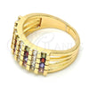 Anillo Multi Piedra 01.210.0064.1.08 Oro Laminado, con Multicolor Zirconia Cubica, Pulido, Tono Dorado (Size 8)