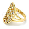 Anillo Multi Piedra 01.210.0065.07 Oro Laminado, Diseño de Corazón y Gota, con Blanca Zirconia Cubica, Pulido, Tono Dorado (Size 7)