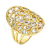 Anillo Multi Piedra 01.210.0065.07 Oro Laminado, Diseño de Corazón y Gota, con Blanca Zirconia Cubica, Pulido, Tono Dorado (Size 7)