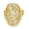 Anillo Multi Piedra 01.210.0065.08 Oro Laminado, Diseño de Corazón y Gota, con Blanca Zirconia Cubica, Pulido, Tono Dorado (Size 8)