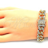 Pulsera Elegante 03.284.0015.08 Oro Laminado, con Blanca Micro Pave, Pulido, Tono Dorado (13 MM Thickness, 8 Inches Length)