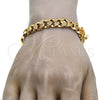 Pulsera Elegante 03.284.0015.08 Oro Laminado, con Blanca Micro Pave, Pulido, Tono Dorado (13 MM Thickness, 8 Inches Length)