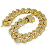 Pulsera Elegante 03.284.0015.08 Oro Laminado, con Blanca Micro Pave, Pulido, Tono Dorado (13 MM Thickness, 8 Inches Length)