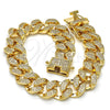 Pulsera Elegante 03.284.0015.08 Oro Laminado, con Blanca Micro Pave, Pulido, Tono Dorado (13 MM Thickness, 8 Inches Length)