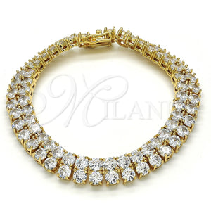 Pulsera Tennis 03.284.0016.09 Oro Laminado, con Blanca Zirconia Cubica, Pulido, Tono Dorado (10 MM Thickness, 9 Inches Length)