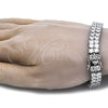 Pulsera Tennis 03.284.0016.1.09 Rodio Laminado, con Zirconia Cubica Blanca, Pulido, Rodinado (Grosor 10 MM, 9 Pulgadas de Largo)