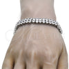 Pulsera Tennis 03.284.0016.1.09 Rodio Laminado, con Zirconia Cubica Blanca, Pulido, Rodinado (Grosor 10 MM, 9 Pulgadas de Largo)