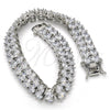Pulsera Tennis 03.284.0016.1.09 Rodio Laminado, con Zirconia Cubica Blanca, Pulido, Rodinado (Grosor 10 MM, 9 Pulgadas de Largo)