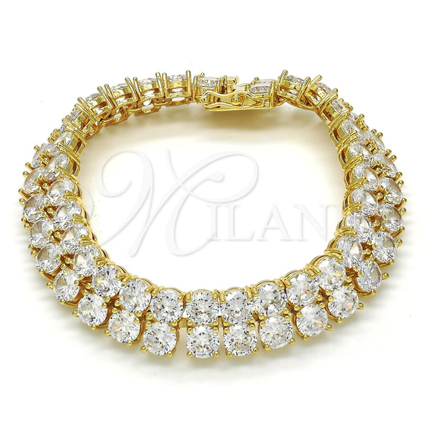 Pulsera Tennis 03.284.0017.08 Oro Laminado, con Blanca Zirconia Cubica, Pulido, Tono Dorado (12 MM Thickness, 8 Inches Length)