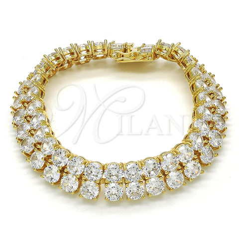 Pulsera Tennis 03.284.0017.08 Oro Laminado, con Blanca Zirconia Cubica, Pulido, Tono Dorado (12 MM Thickness, 8 Inches Length)