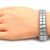 Pulsera Tennis 03.284.0017.1.08 Rodio Laminado, con Zirconia Cubica Blanca, Pulido, Rodinado (Grosor 12 MM, 8 Pulgadas de Largo)