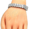 Pulsera Tennis 03.284.0017.1.08 Rodio Laminado, con Zirconia Cubica Blanca, Pulido, Rodinado (Grosor 12 MM, 8 Pulgadas de Largo)