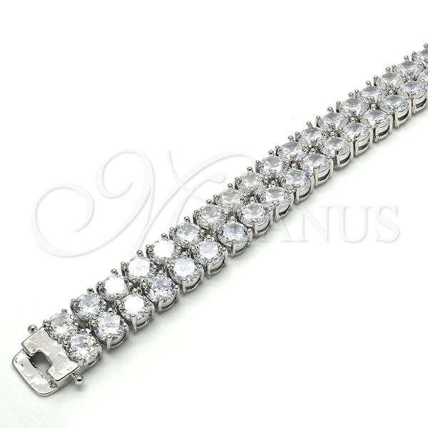 Pulsera Tennis 03.284.0017.1.08 Rodio Laminado, con Zirconia Cubica Blanca, Pulido, Rodinado (Grosor 12 MM, 8 Pulgadas de Largo)