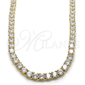 Gargantilla Elegante 04.284.0005.24 Oro Laminado, con Blanca Zirconia Cubica, Pulido, Tono Dorado (06 MM Thickness, 24 Inches Length)