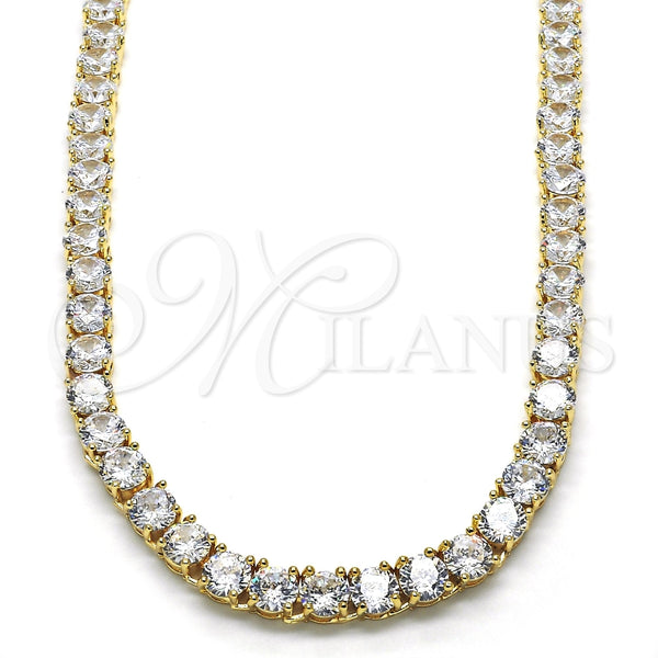 Gargantilla Elegante 04.284.0005.24 Oro Laminado, con Blanca Zirconia Cubica, Pulido, Tono Dorado (06 MM Thickness, 24 Inches Length)