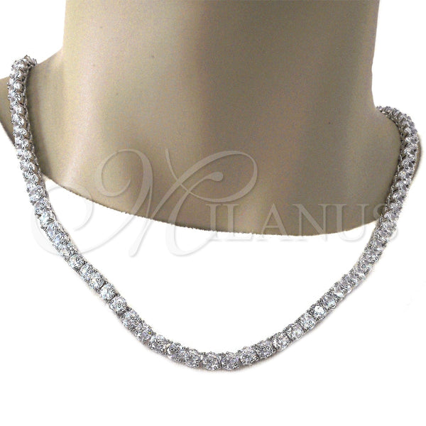 Gargantilla Elegante 04.284.0005.1.24 Rodio Laminado, con Zirconia Cubica Blanca, Pulido, Rodinado (Grosor 06 MM, 24 Pulgadas de Largo)