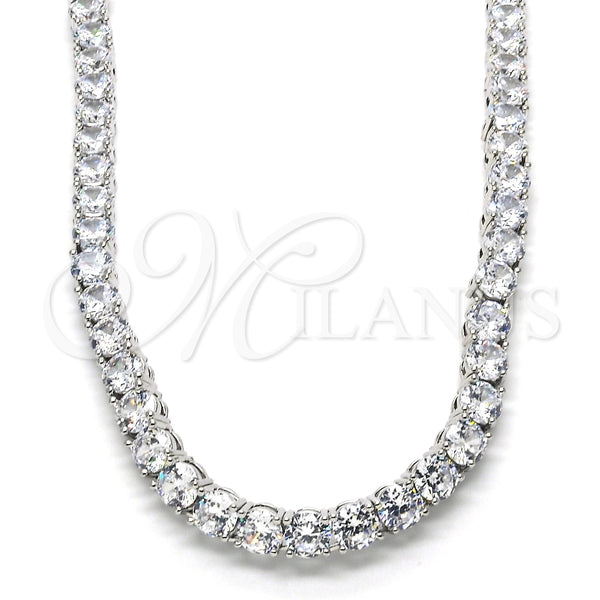 Gargantilla Elegante 04.284.0005.1.24 Rodio Laminado, con Zirconia Cubica Blanca, Pulido, Rodinado (Grosor 06 MM, 24 Pulgadas de Largo)