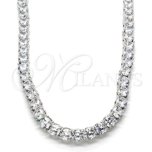 Gargantilla Elegante 04.284.0005.1.24 Rodio Laminado, con Zirconia Cubica Blanca, Pulido, Rodinado (Grosor 06 MM, 24 Pulgadas de Largo)