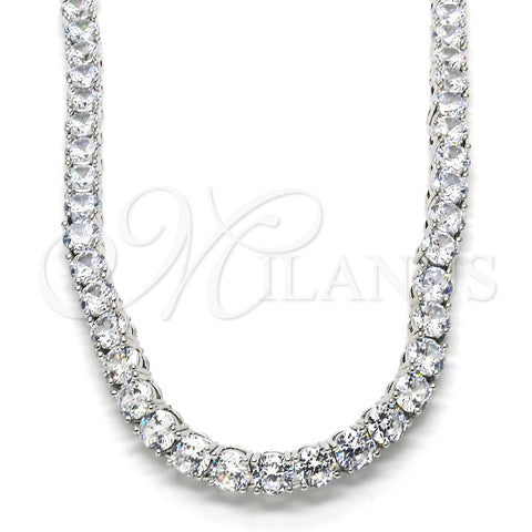 Gargantilla Elegante 04.284.0005.1.24 Rodio Laminado, con Zirconia Cubica Blanca, Pulido, Rodinado (Grosor 06 MM, 24 Pulgadas de Largo)