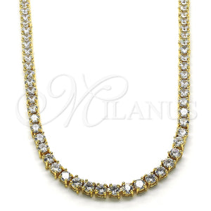 Gargantilla Elegante 04.284.0006.24 Oro Laminado, con Blanca Zirconia Cubica, Pulido, Tono Dorado (04 MM Thickness, 24 Inches Length)