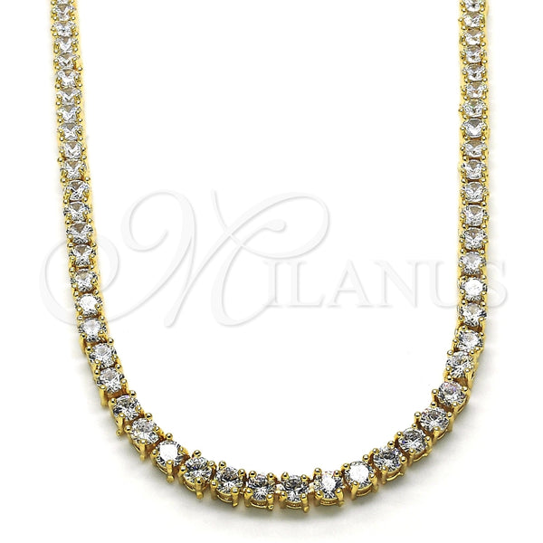 Gargantilla Elegante 04.284.0006.24 Oro Laminado, con Blanca Zirconia Cubica, Pulido, Tono Dorado (04 MM Thickness, 24 Inches Length)