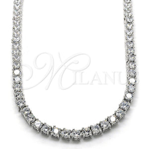 Gargantilla Elegante 04.284.0006.1.24 Rodio Laminado, con Zirconia Cubica Blanca, Pulido, Rodinado (Grosor 04 MM, 24 Pulgadas de Largo)